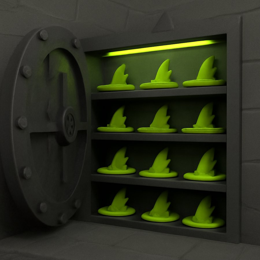 A low-poly acid green hat from the reserve, one of the units logged in the manifest below